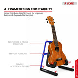 5 Core Ukulele Stand A Frame Metal Body w Soft Padded Arms Support Banjo Ukuleles Mini Guitar Violin Blue