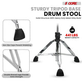 5 Core Drum Throne w Backrest 4" Padded Adjustable 26.5" Drummer Stool w Velvet Top 441Lb Capacity