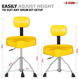 5Core Drum Throne 4" Cushion Padded Stool w Backrest Airlift Height Adjustable Chair w 441Lb Capcity