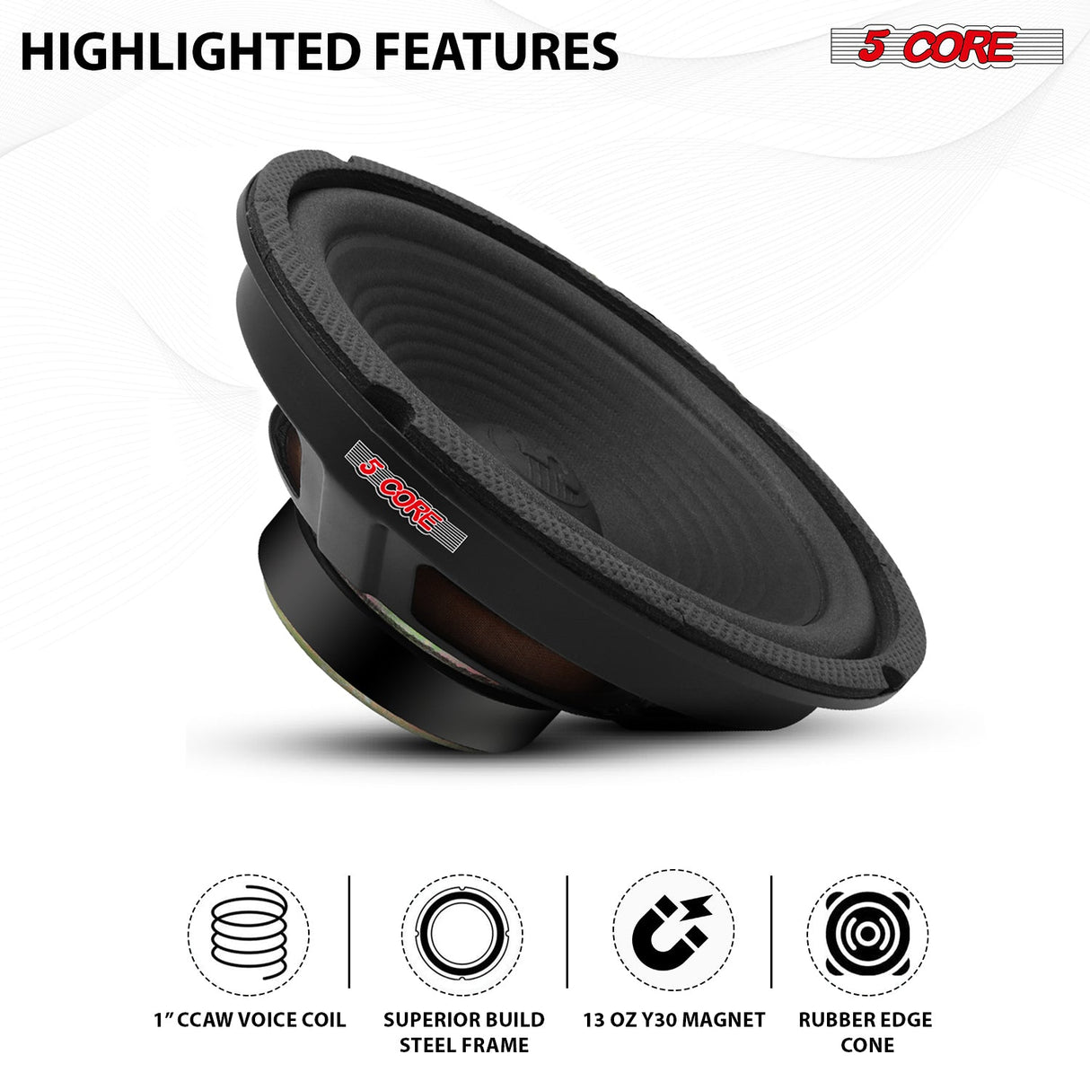 5 Core 8 Inch Subwoofer Speaker 1000W Combined Peak 4Ohm Replacement Car Bass Sub Woofer