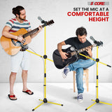 5 Core Microphone Stand Floor 2 Mic Clips Universal Height Adjustable Tripod Mic Stands w Boom Arm