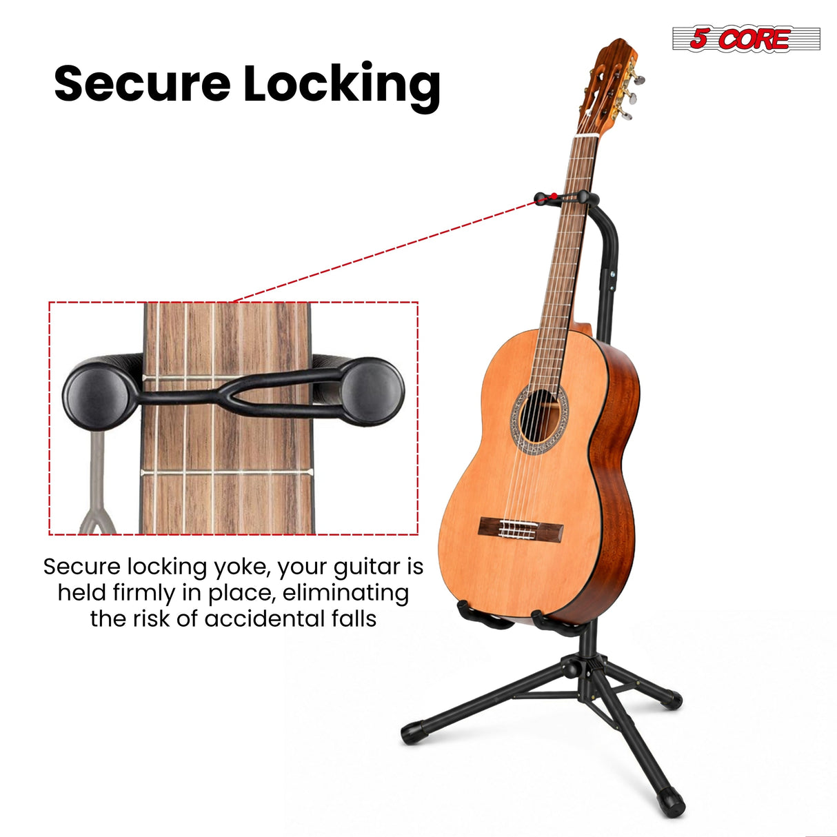 5 Core Guitar Stand Floor Adjustable Heavy Duty w Neck Holder for Acoustic Electric Classic Bass