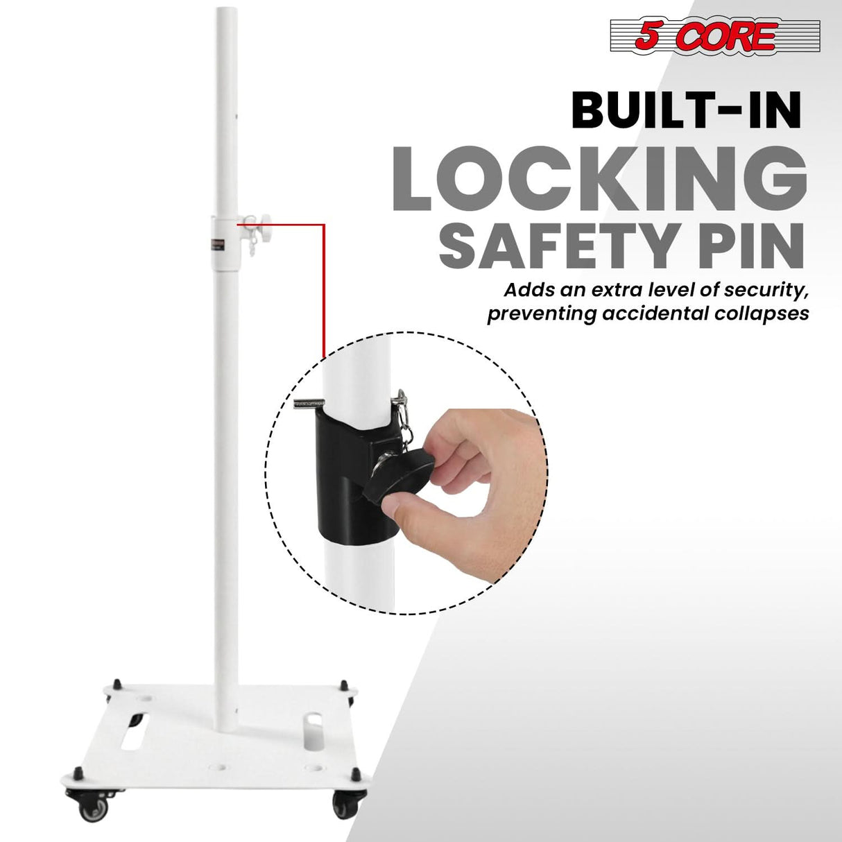 5Core Speaker Stand 2Pc Heavy Duty Adjustable Height 61" DJ PA Stands 35mm Mount 100Lb Capacity