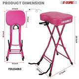 5 Core Guitar Stool 3.15" Padded Chair Foldable Music Seat w Built in Foot Rest Guitar Stand