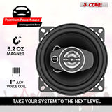 5Core Coaxial Door Car Speakers 4” 4Pcs 250W 4Ohm 2 Way Component Subwoofer Audio w Super Tweeter
