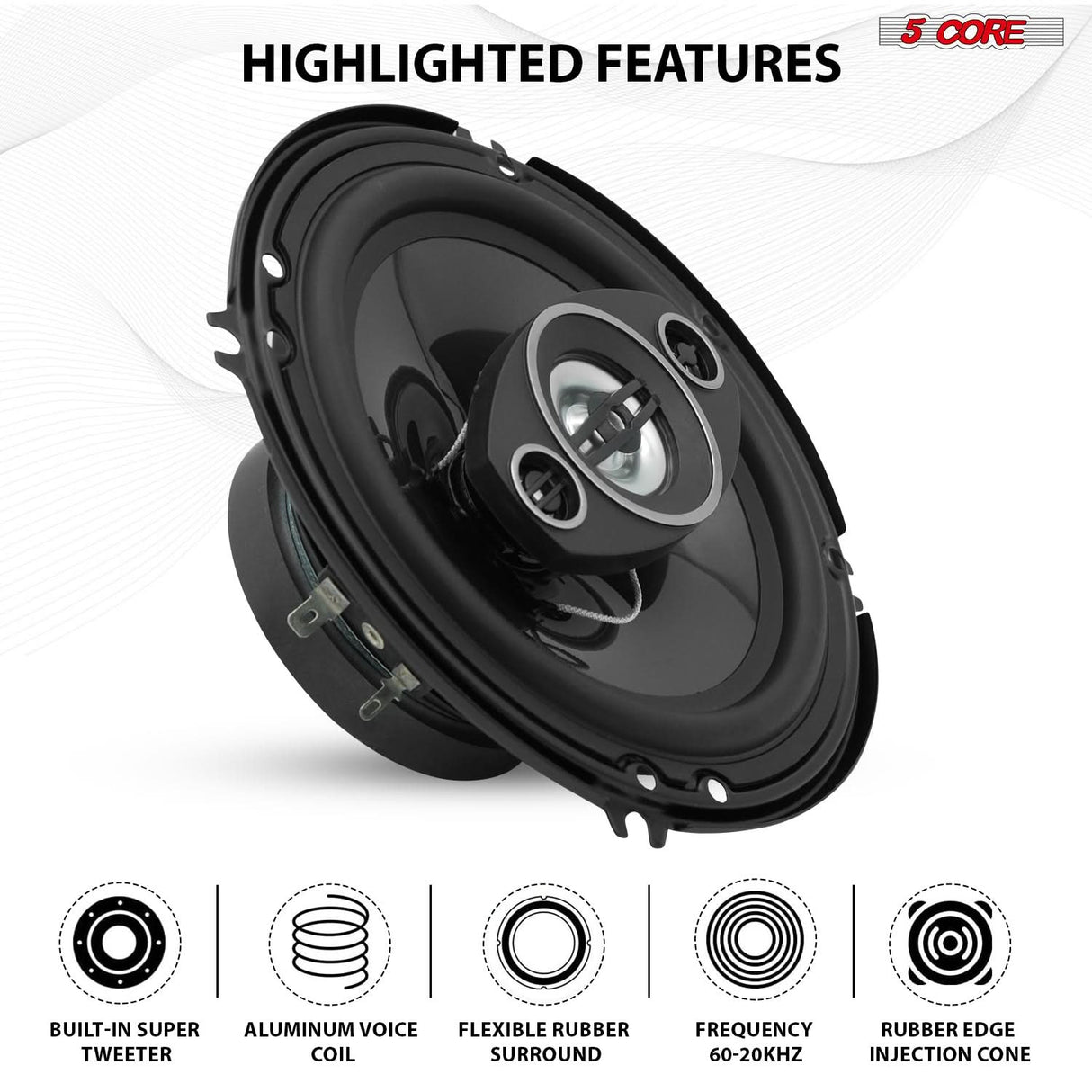 5Core Coaxial Car Door Speakers 6” Pair 500W 4Ohm 2 Way Component Subwoofer Audio w Super Tweeter