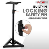 5 Core Speaker Stand 2Pc Heavy Duty Adjustable Telescoping Height 59.5" Triangle Base 100Lb Capacity