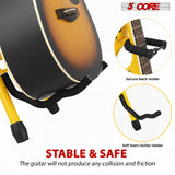 5 Core Guitar Stool w Backrest 3.15" Padded Chair Foldable Music Seat Built in Foot Rest Guitar Stand