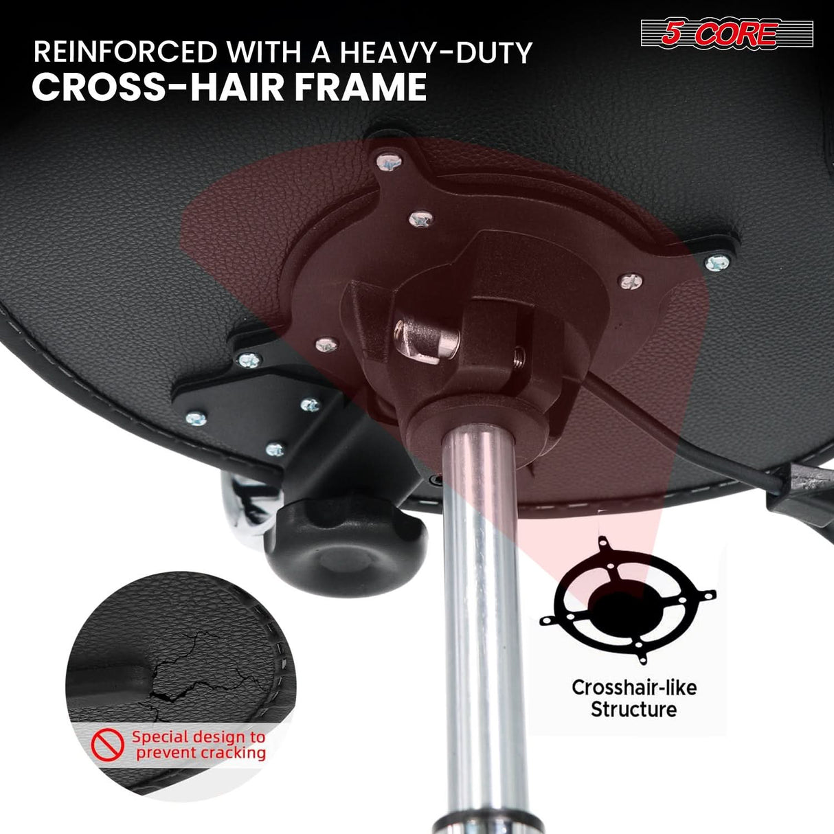 5 Core Drum Throne w Backrest 4" Padded Stool Airlift 25" Adjustable Drummer Stool 441Lb Capacity