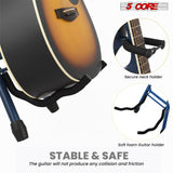 5 Core Guitar Stool 3.15" Padded Chair Foldable Music Seat w Built in Foot Rest Guitar Stand