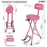 5Core Guitar Stool 3.15" Padded Chair w Backrest Foldable Music Seat Built in Foot Rest Guitar Stand