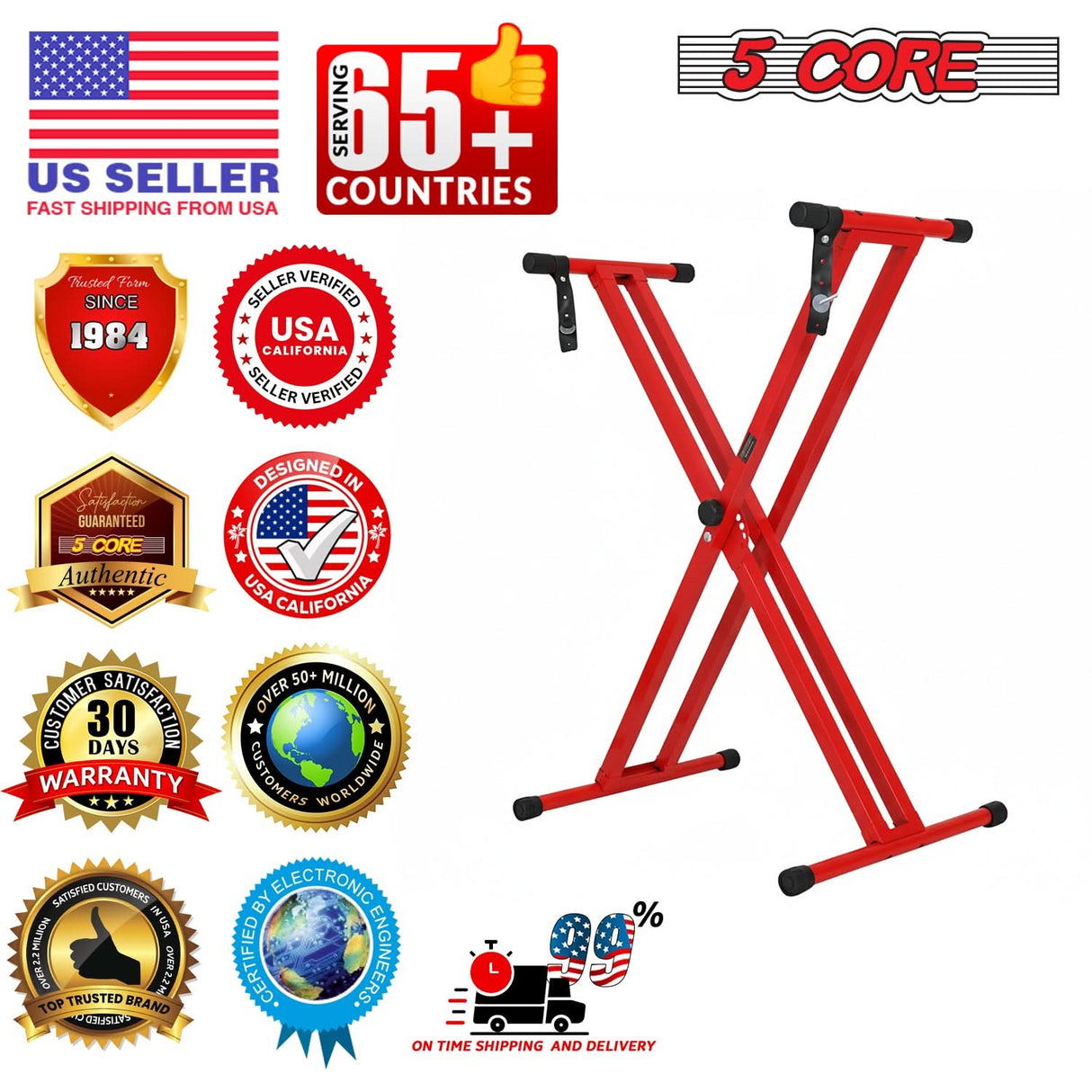 5 Core Keyboard Stand Dual X Shape Adjustable Foldable Portable Key Board DJ Controller Stands