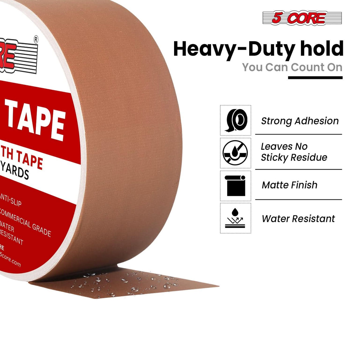 5 Core Gaffers Tape 2" 30 Yards 4Pcs Professional Brown Pro Gaff Tape Non Reflective Water Resistant