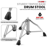 5 Core Drum Throne w Backrest 4" Padded Stool Adjustable 24.5" Drummer Chair w 441Lb Capacity