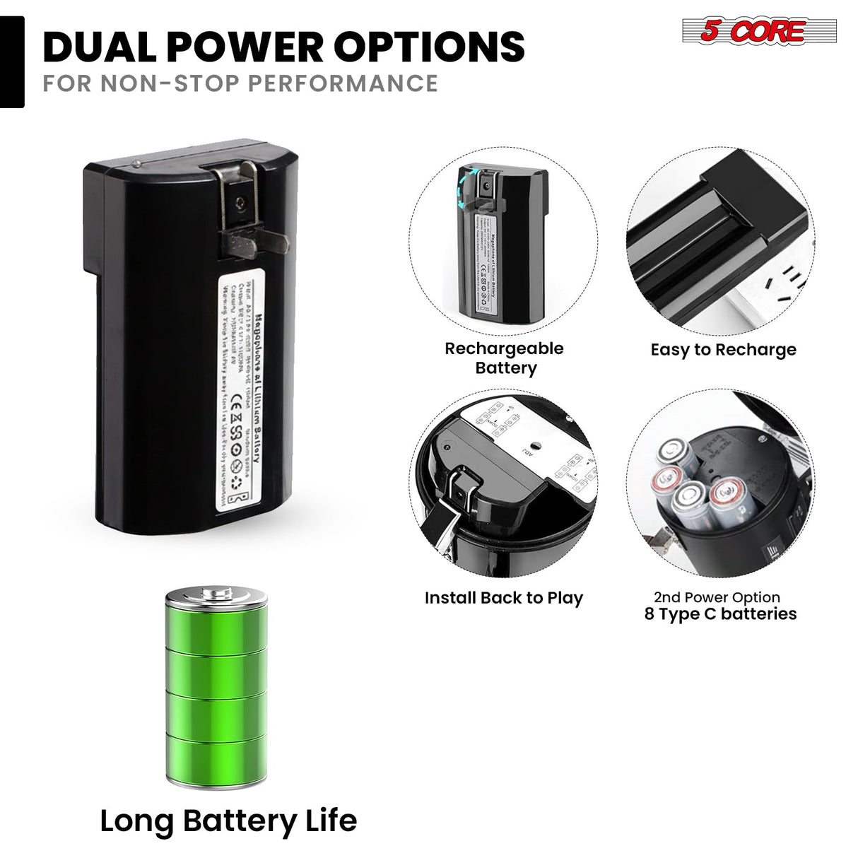 5 Core Megaphone 50W Bluetooth Rechargeable Bullhorn 1100 Yards Loud Siren for Soccer Baseball Coach