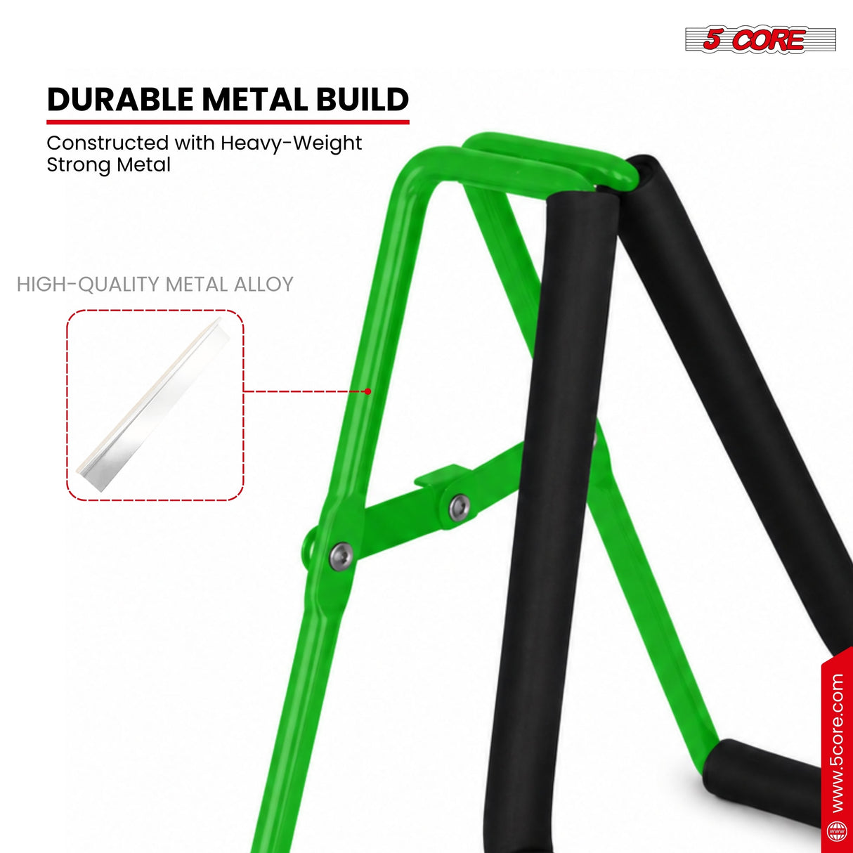 5 Core Ukulele Stand A Frame Metal Body w Soft Padded Arms Support Banjo Ukuleles Mini Guitar Violin Green