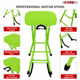 5Core Guitar Stool 3.15" Padded Chair Foldable Heavy Duty Music Seat Built in Foot Rest Guitar Stand