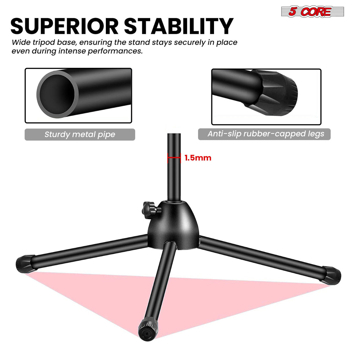 5Core Tripod Mic Stand Adjustable Holder Floor Microphone Boom Arm