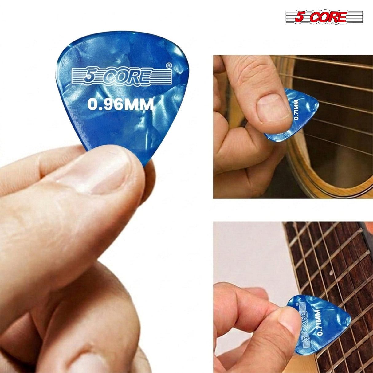 5 Core Guitar Picks 12 Piece Celluloid Light Medium Heavy Extra Heavy for Acoustic Electric Guitars