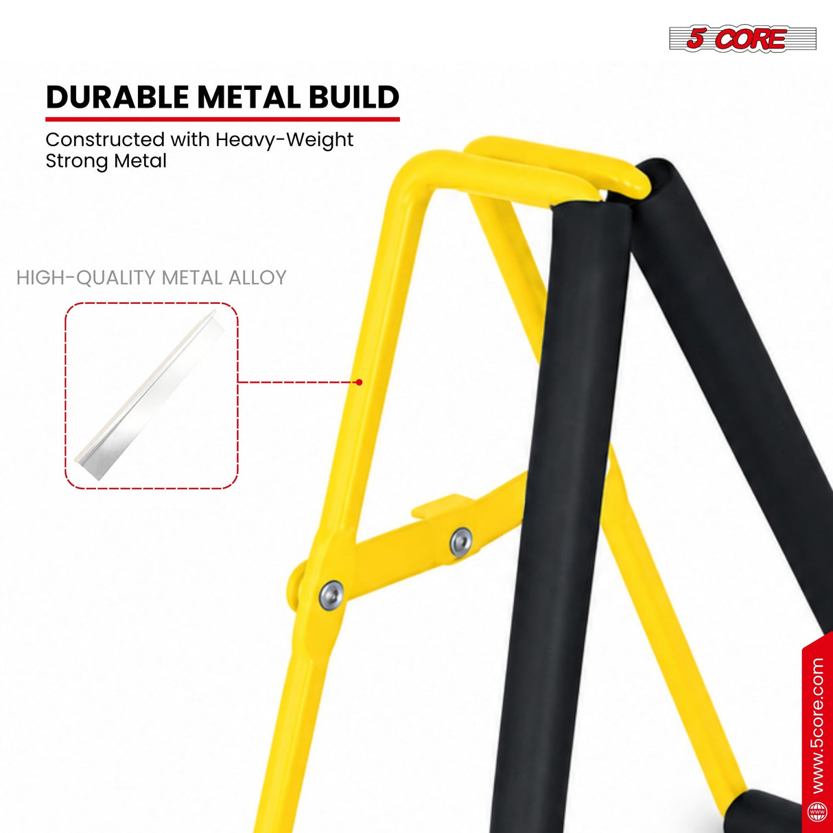5 Core Ukulele Stand A Frame Metal Body w Soft Padded Arms Support Banjo Ukuleles Mini Guitar Violin Yellow