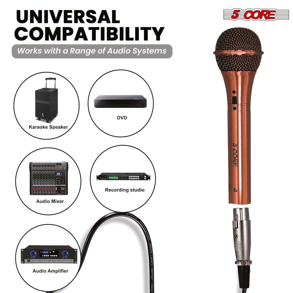 5Core XLR Microphone Dynamic Mic Karaoke Singing Studio Microfono Handheld Mics