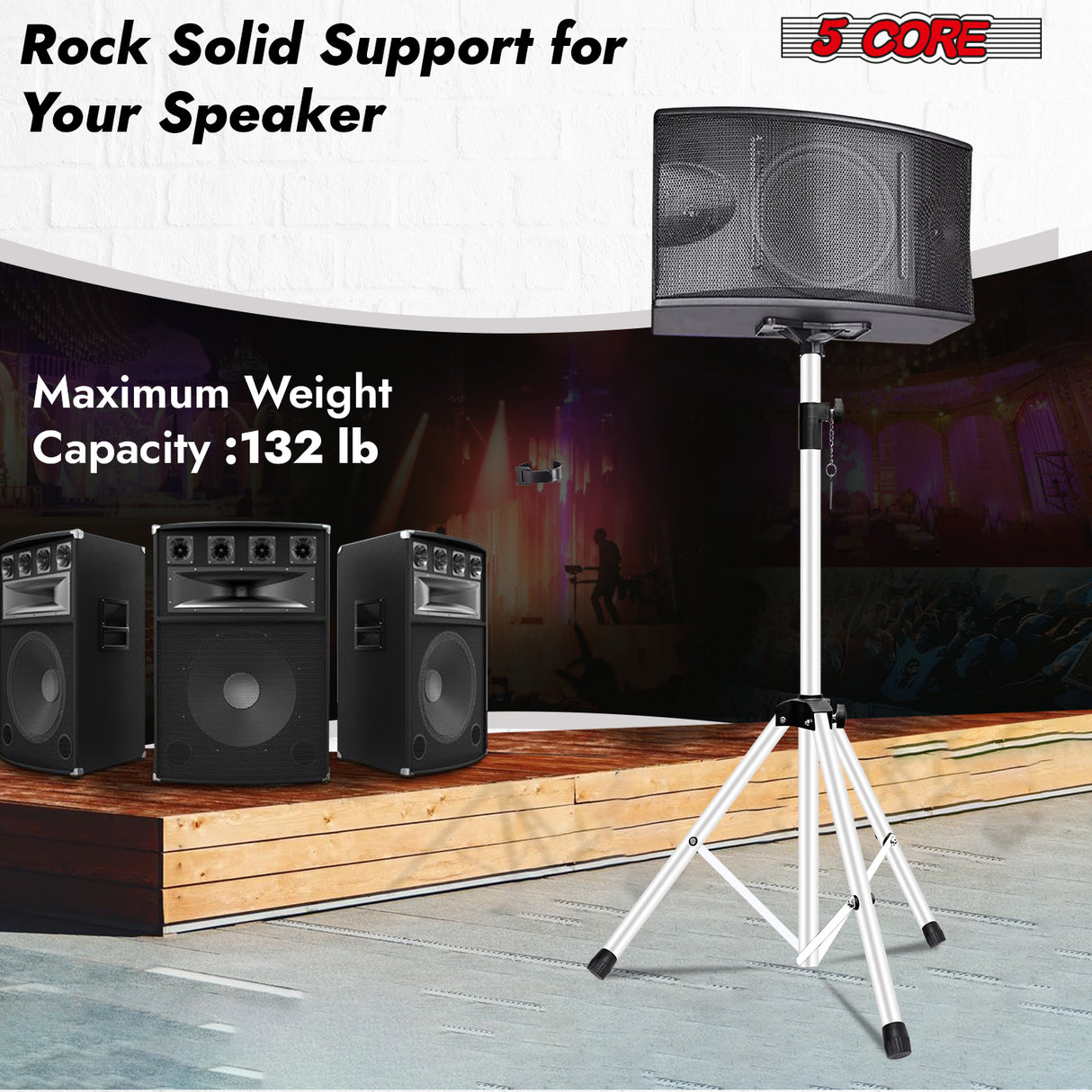 5 Core Speaker Stand Tripod Heavy Duty Adjustable 72" Universal Mount for PA DJ Studio w Bag