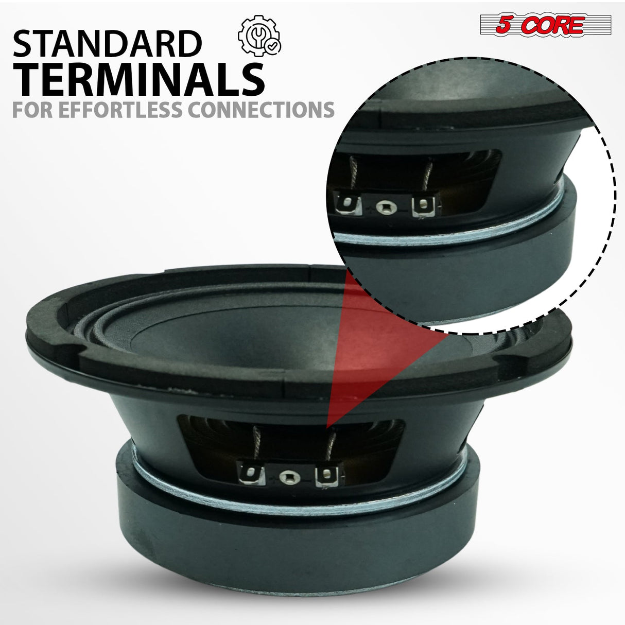 5 Core 6.5" Mid-Range Replacement 4x Pro Audio Car Speaker 360W 8 Ohms 4x60W Aluminum Super Tweeters