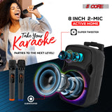5Core 8 inch PA Portable Bluetooth Party Speaker Karaoke Boombox + 2 Wireless Mics 2 Pieces