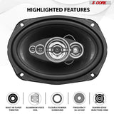 5Core 6x9 Car Speaker 4Pcs 800W 4Ohm 2 Way Coaxial Speaker Audio w Super Tweeter Fit for Vehicle