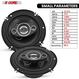 5Core Coaxial Car Door Speakers 6” 4Pcs 500W 4Ohm 2 Way Component Subwoofer Audio w Super Tweeter