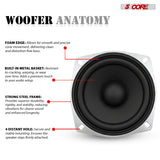 5 Core 4 Inch Subwoofer Pair 200W Car Audio Sub Woofer 4 Ohm Deep Bass Replacement Loud Speaker
