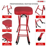 5 Core Guitar Stool 3.15" Padded Chair Foldable Music Seat w Built in Foot Rest Guitar Stand