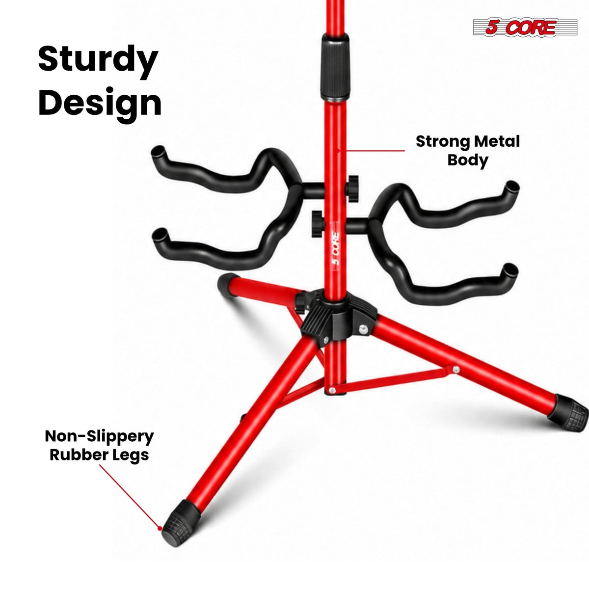 5 Core Guitar Stand Adjustable Double Guitars Stands Floor w Neck Holder for Acoustic Electric Bass