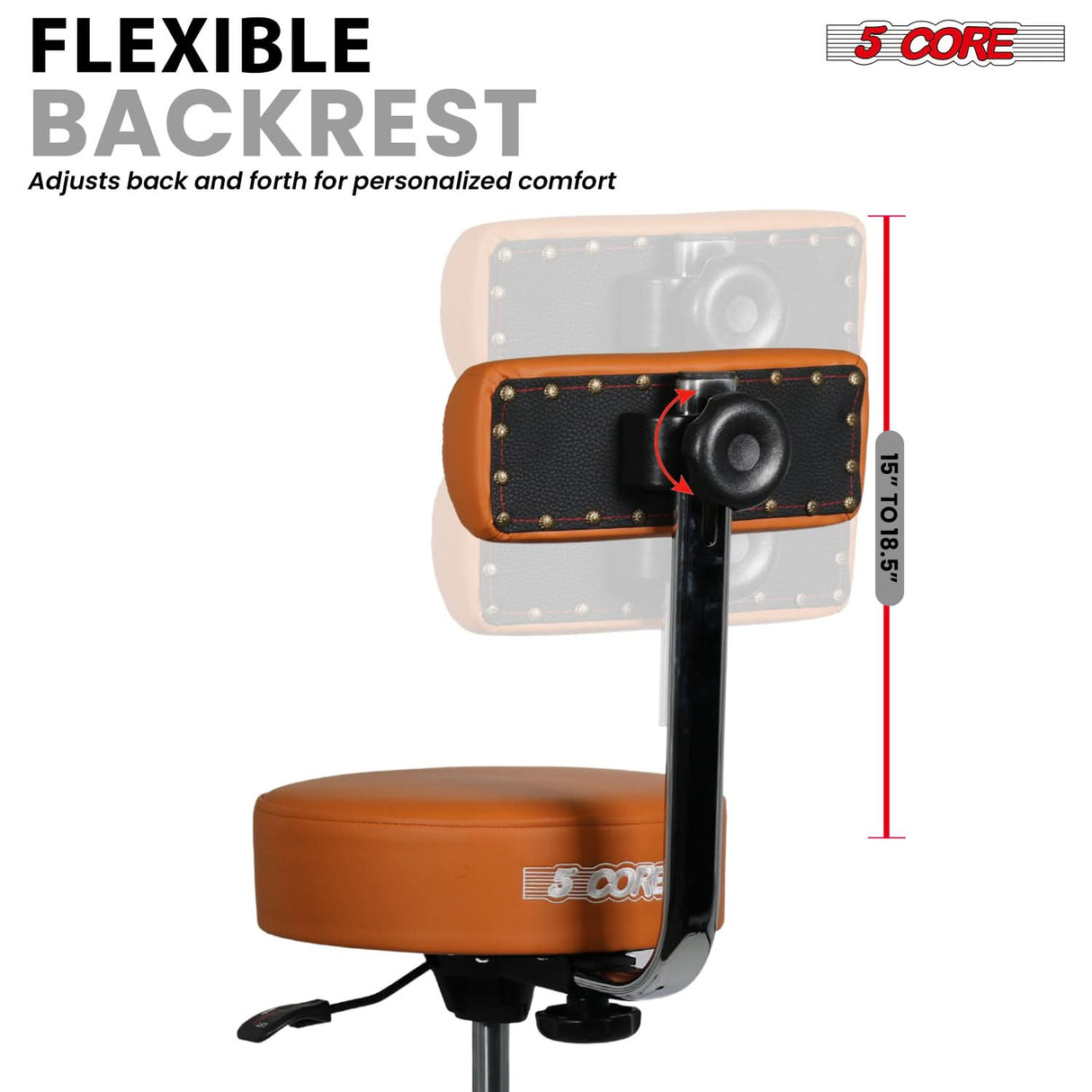 5 Core Drum Throne w Backrest 4" Padded Stool Airlift Adjustable 25.5" Drummer Chair 441Lb Capacity