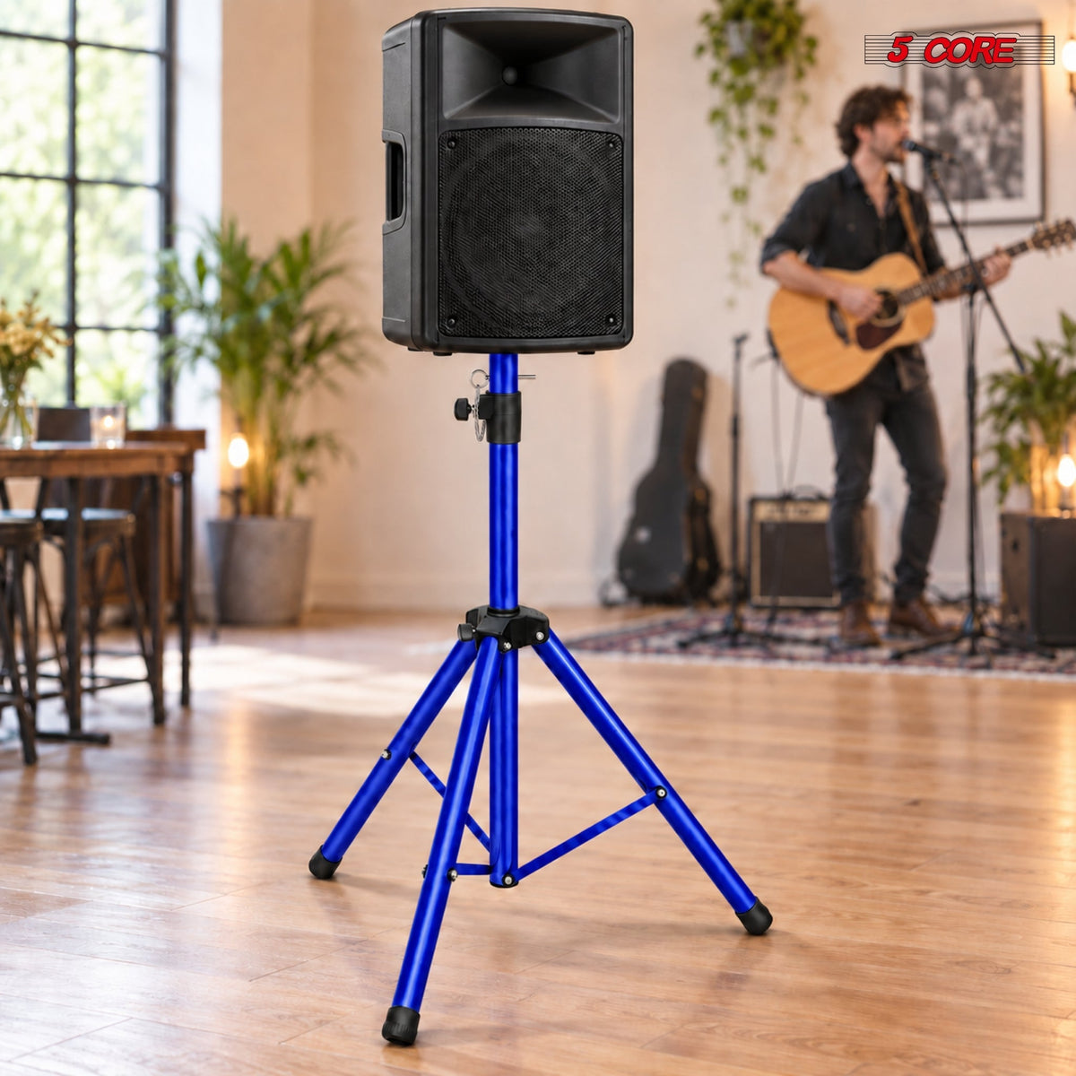 5 Core Speaker Stand Tripod Pair Adjustable PA DJ Universal Pole Mount