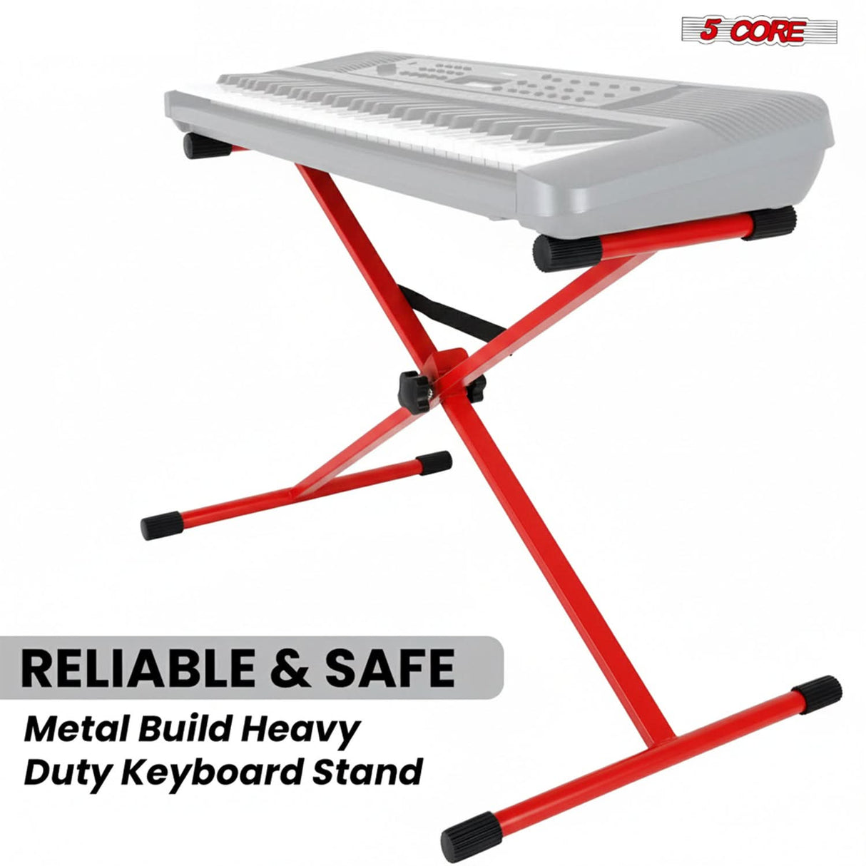 5 Core Keyboard Stand X Shape Adjustable Foldable Portable Key Board Stands w Locking Strap