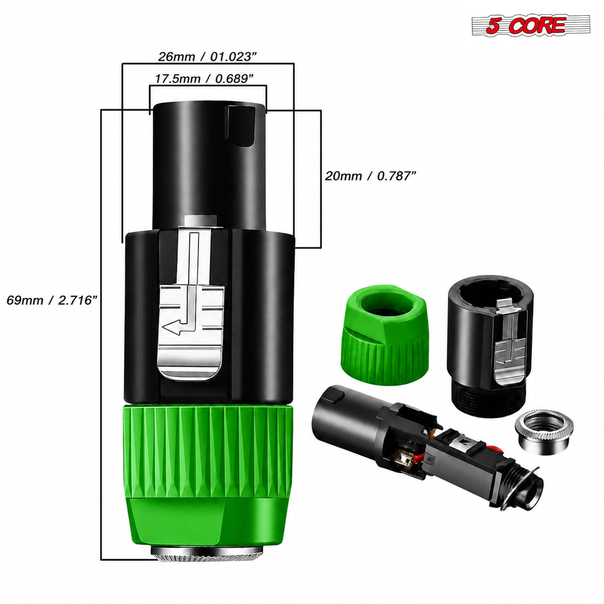 5 Core Speakon Adapter High Quality Audio Jack Male Audio Pin Speaker Adapter Connector