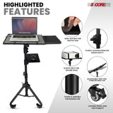 Projector Stand 29.5 to 71 Inch Adjustable Tripod 2 Shelves Portable Laptop Cart w Phone Holder