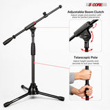 5 Core Mic Stand Floor Adjustable Short Tripod Microphone Stands w Telescoping Boom Arm