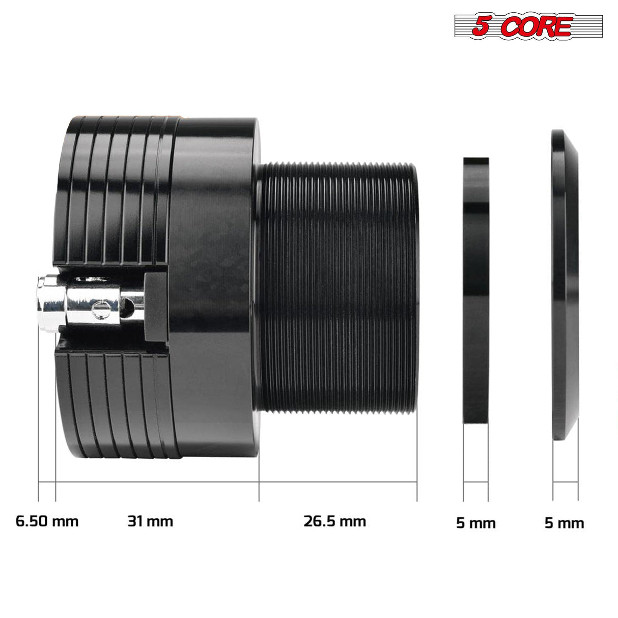 5 Core Super Tweeter 1" 200W Max 4Ohm Neodymium Magnet Titanium Bullet Speaker Horn