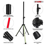 5 Core Speaker Stand Tripod Floor with RGB LED Lights Heavy Duty Adjustable Up to 72 Inch