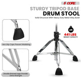 5 Core Drum Throne w Backrest 4" Padded Adjustable 26.5" Drummer Stool w Velvet Top 441Lb Capacity