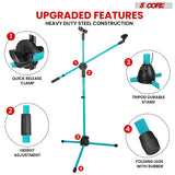 5 Core Mic Stand Floor Height Adjustable Tripod Microphone Stands w Extending Telescoping Boom Arm