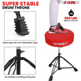 5 Core Drum Throne 3" Padded Drum Seat Height Adjustable Drumming Chair for Practice and Performance