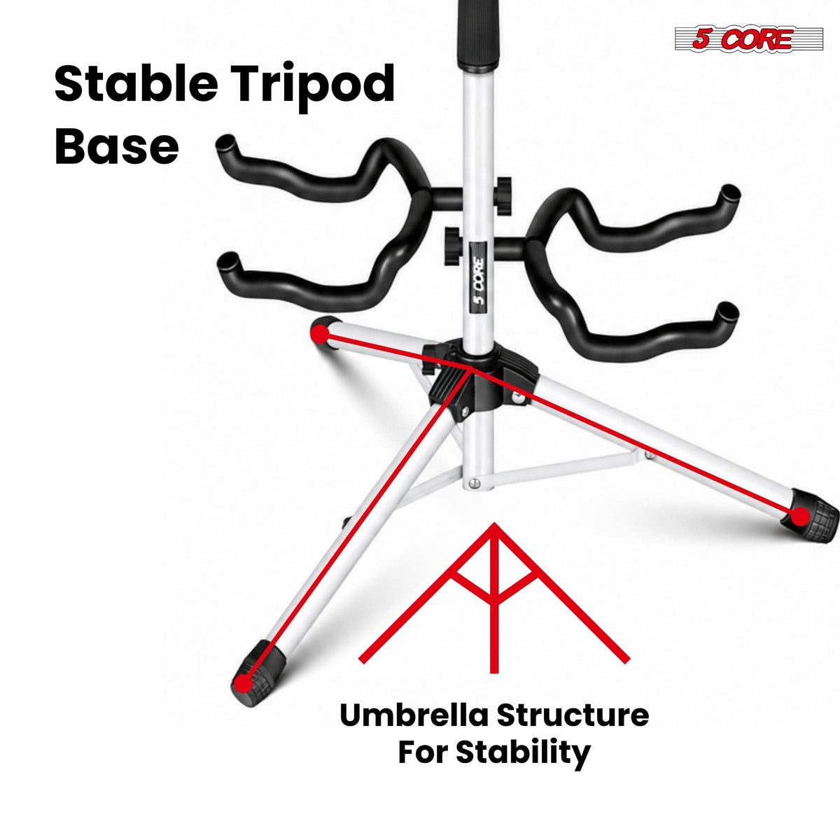 5 Core Guitar Stand Adjustable Double Guitars Stands Floor w Neck Holder for Acoustic Electric Bass