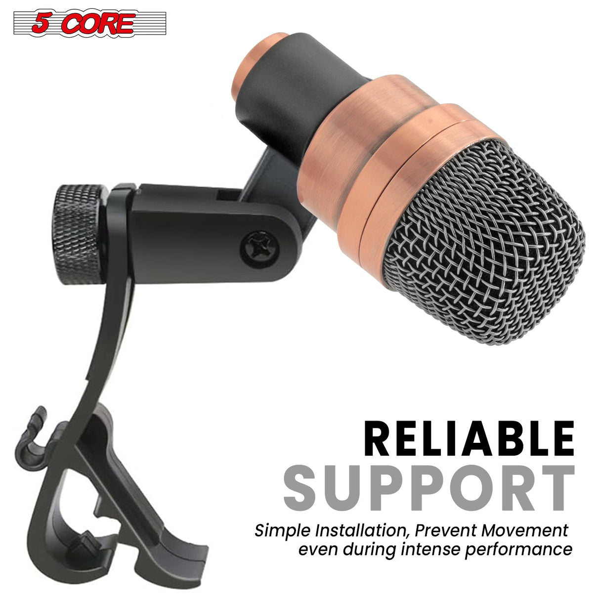 5 Core Snare Microphone XLR Wired Uni Directional Tom Drum and Other Musical Instrument Mic COPPER