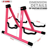 5 Core Double Guitar Stand A Frame Shape w Foam Arms Supports Acoustic Electric Bass Ukulele Banjo