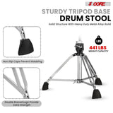 5 Core Drum Throne w Backrest 4" Padded Adjustable 26.5" Drummer Stool w Velvet Top 441Lb Capacity