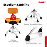 5 Core Drum Throne w Backrest 4" Padded Stool Airlift Adjustable Drummer Chair