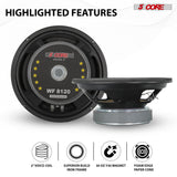 5 Core Car Subwoofer 8" 1000W Pro Audio Deep Bass Component Sub Woofer 4Ohm Replacement Loud Speaker